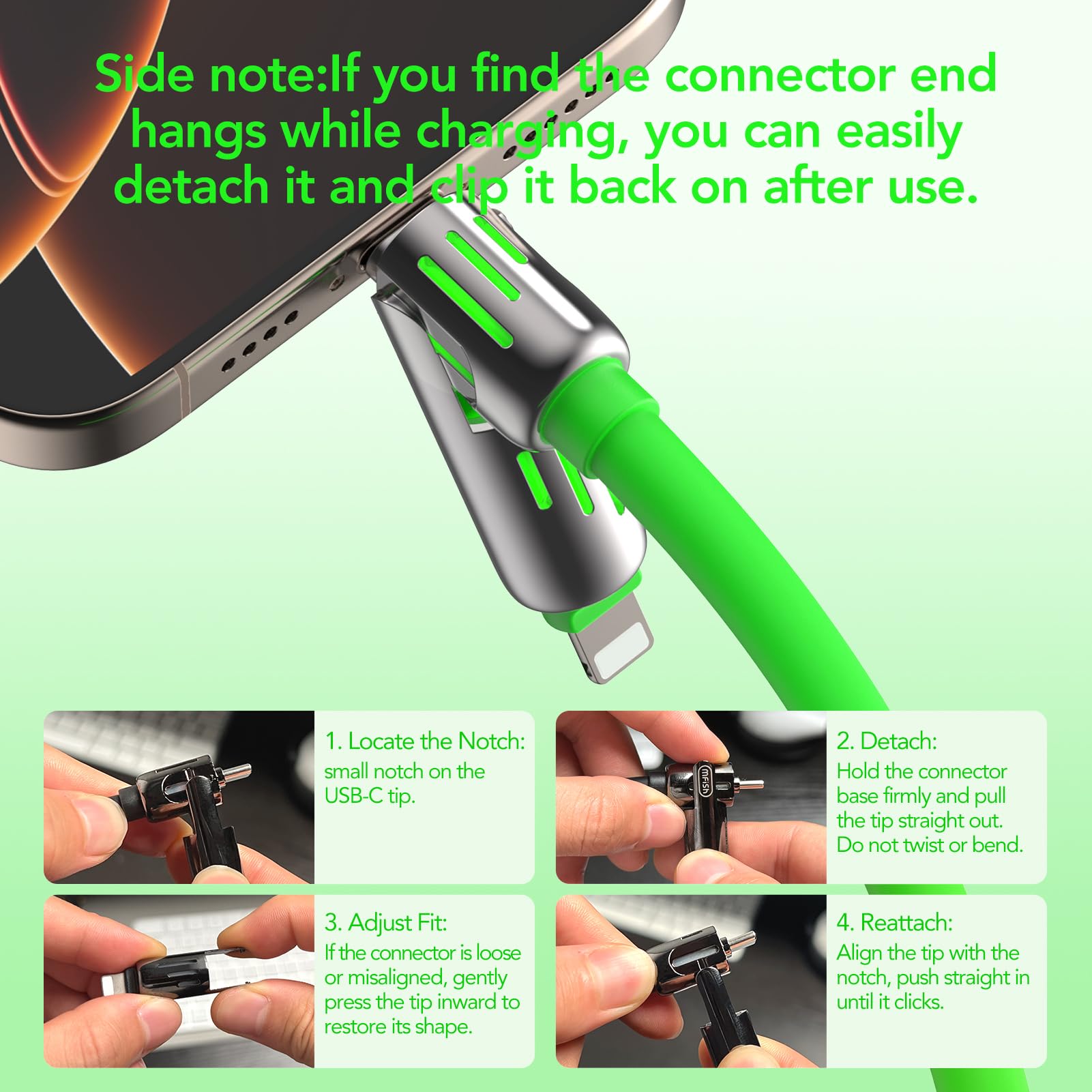 4-in-1 Charging Cable 240W | USB-C & USB-A to USB-C/Lightning | 6.6FT Silicone | iPhone 17–12, MacBook, Samsung