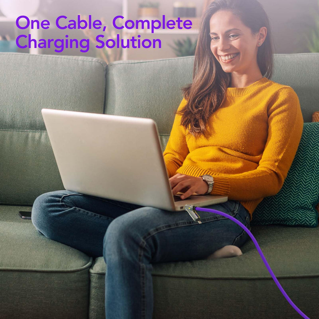 4-in-1 Charging Cable 240W | USB-C & USB-A to USB-C/Lightning | 6.6FT Silicone | iPhone 17–12, MacBook, Samsung