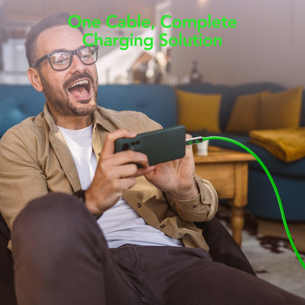 4-in-1 Charging Cable 240W | USB-C & USB-A to USB-C/Lightning | 6.6FT Silicone | iPhone 17–12, MacBook, Samsung