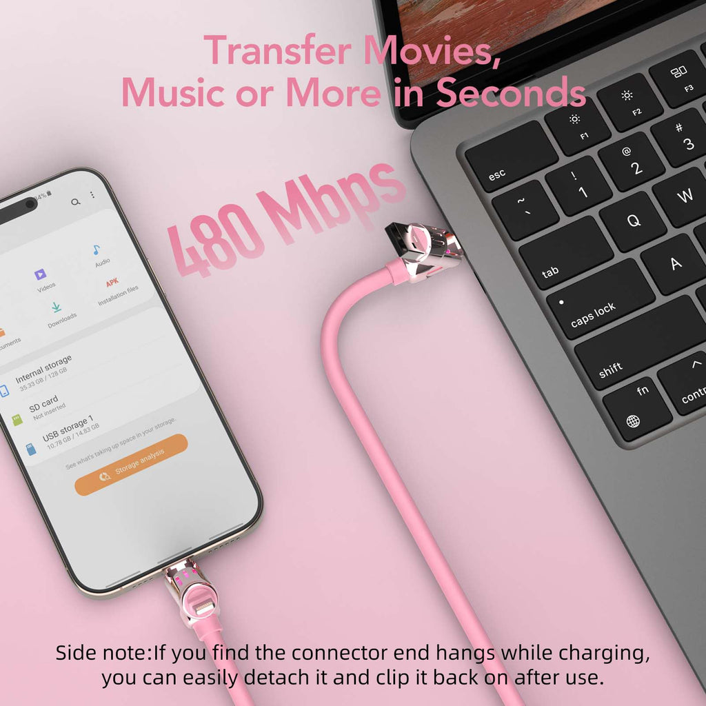 4-in-1 Charging Cable 240W | USB-C & USB-A to USB-C/Lightning | 6.6FT Silicone | iPhone 17–12, MacBook, Samsung