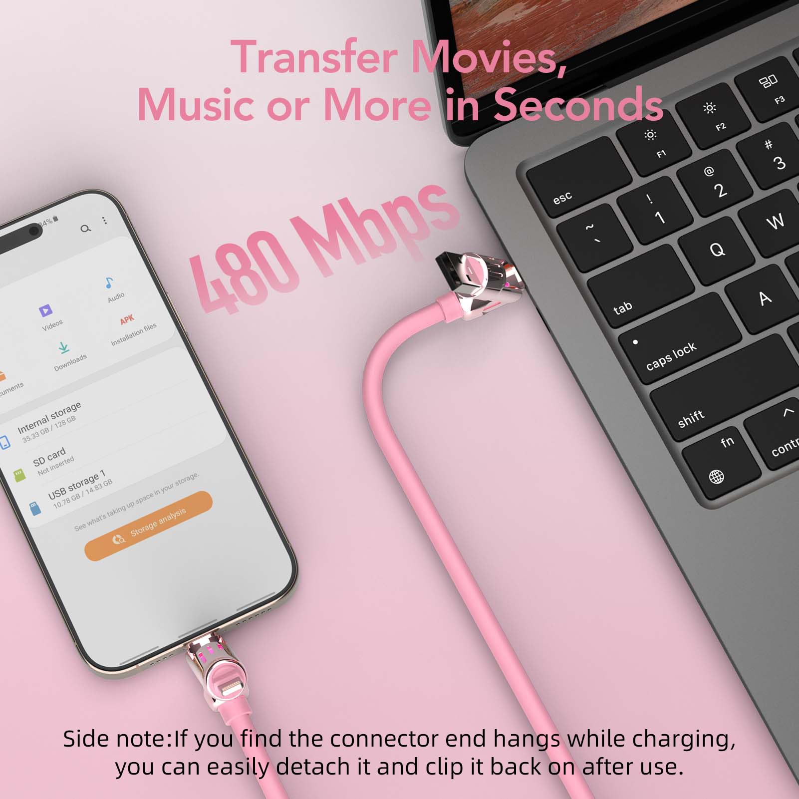 4-in-1 Charging Cable 240W | USB-C & USB-A to USB-C/Lightning | 6.6FT Silicone | iPhone 17–12, MacBook, Samsung