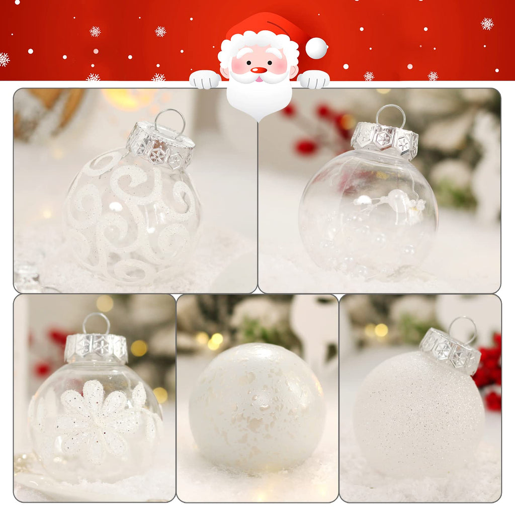 SUPREME XMAS Clear Christmas Ornaments 60mm 30ct Shatterproof White