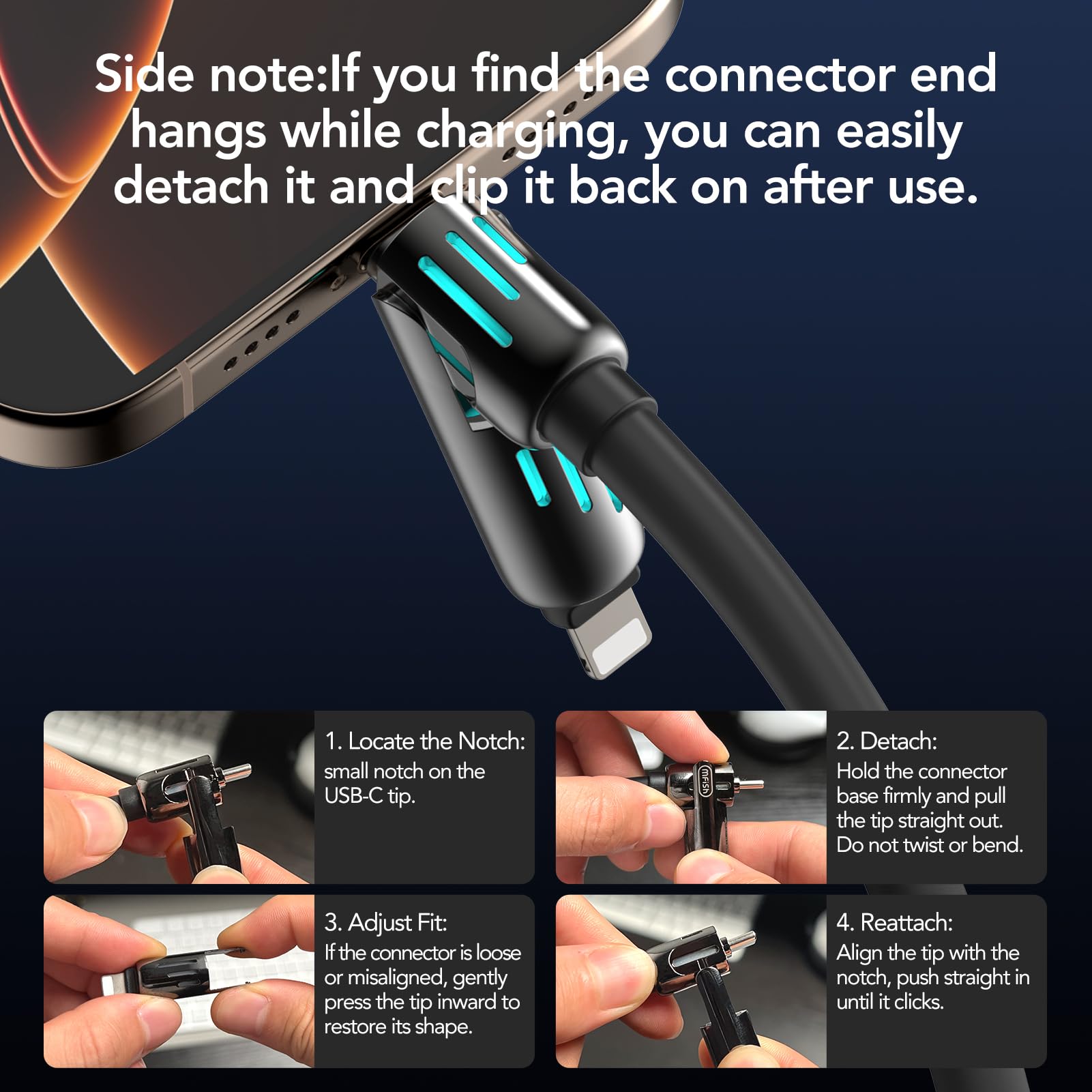 4-in-1 Charging Cable 240W | USB-C & USB-A to USB-C/Lightning | 6.6FT Silicone | iPhone 17–12, MacBook, Samsung