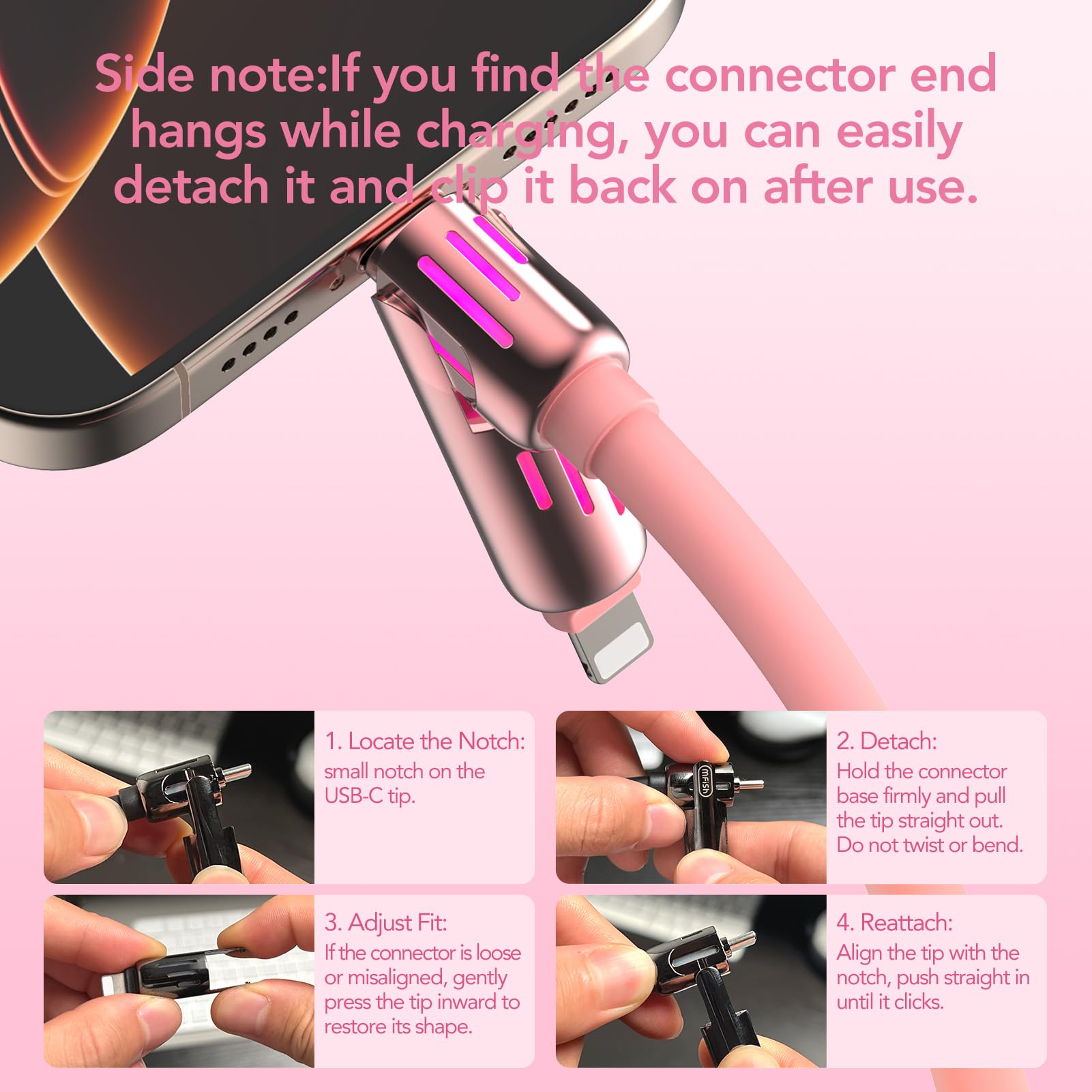 4-in-1 Charging Cable 240W | USB-C & USB-A to USB-C/Lightning | 6.6FT Silicone | iPhone 17–12, MacBook, Samsung