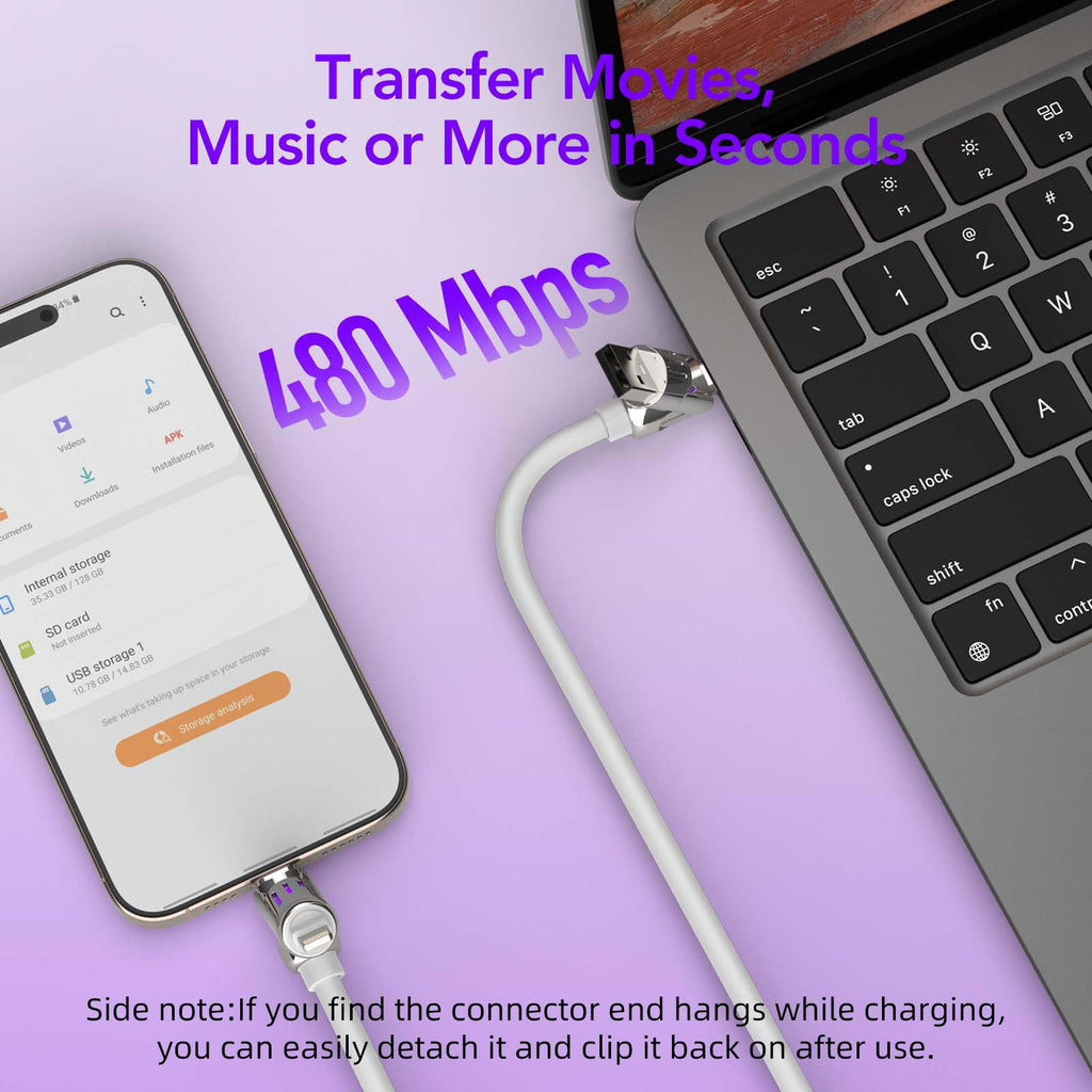 4-in-1 Charging Cable 240W | USB-C & USB-A to USB-C/Lightning | 6.6FT Silicone | iPhone 17–12, MacBook, Samsung
