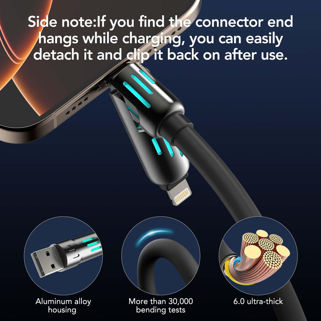 4-in-1 Charging Cable 240W | USB-C & USB-A to USB-C/Lightning | 6.6FT Silicone | iPhone 17–12, MacBook, Samsung