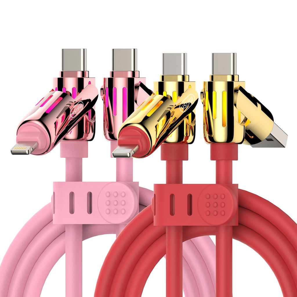 4-in-1 Charging Cable 240W | USB-C & USB-A to USB-C/Lightning | 6.6FT Silicone | iPhone 17–12, MacBook, Samsung