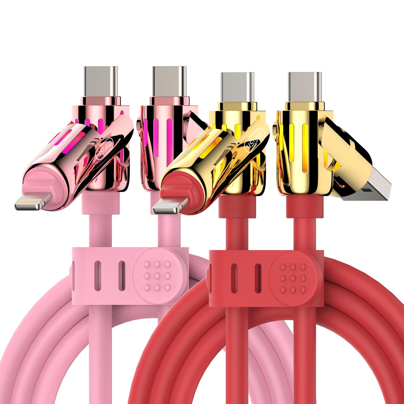 4-in-1 Charging Cable 240W | USB-C & USB-A to USB-C/Lightning | 6.6FT Silicone | iPhone 17–12, MacBook, Samsung