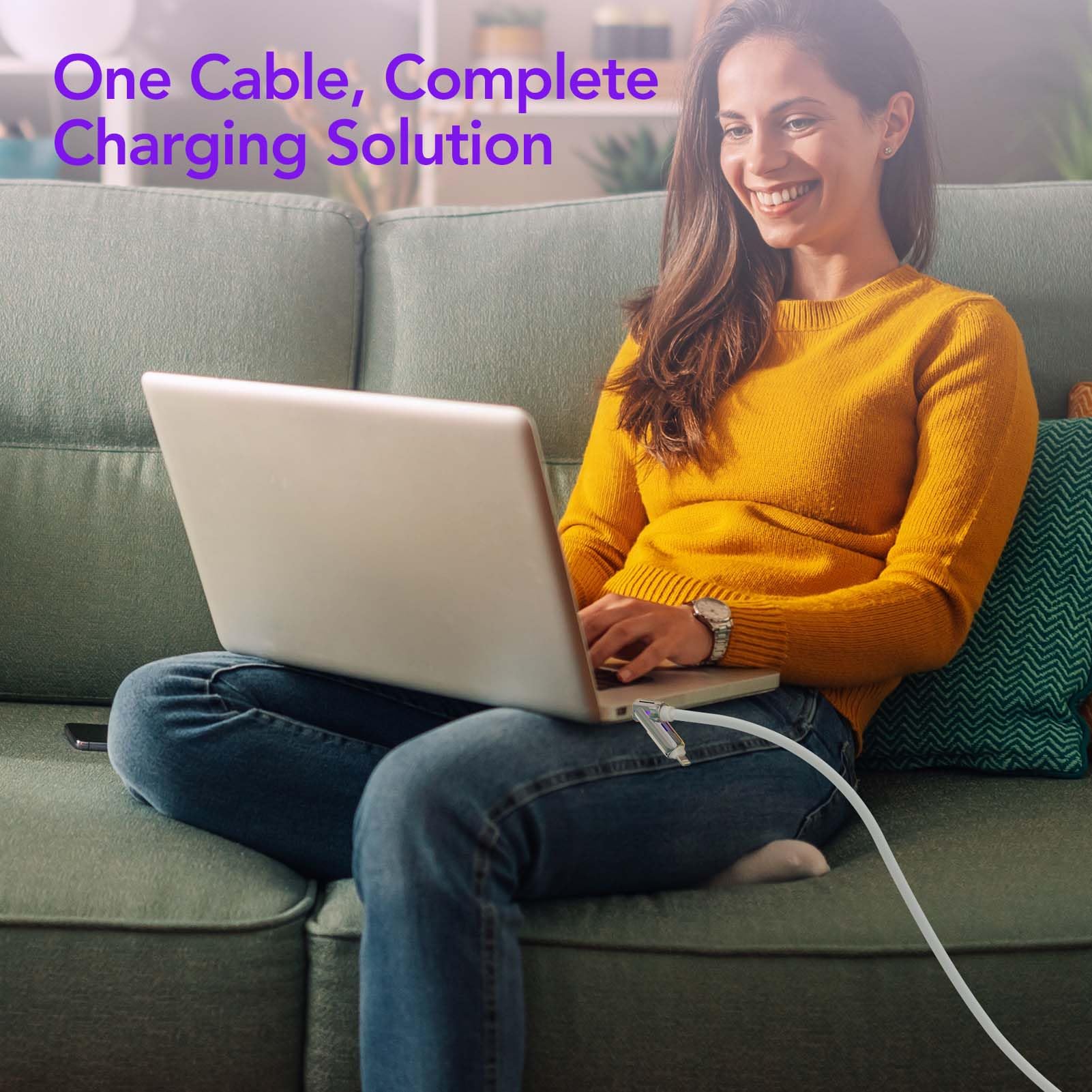 4-in-1 Charging Cable 240W | USB-C & USB-A to USB-C/Lightning | 6.6FT Silicone | iPhone 17–12, MacBook, Samsung