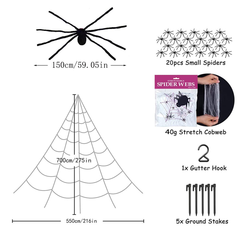 Halloween Decor Giant Realistic Spider Web Halloween Decoration – Indoor & Outdoor