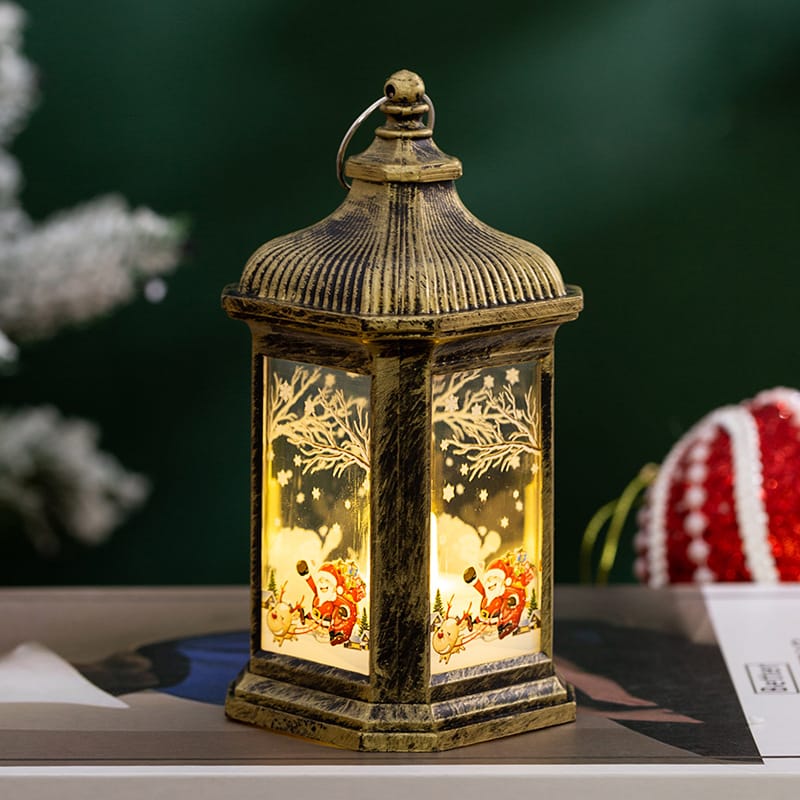 Christmas Decor Vintage LED Christmas Lantern Tabletop Decoration