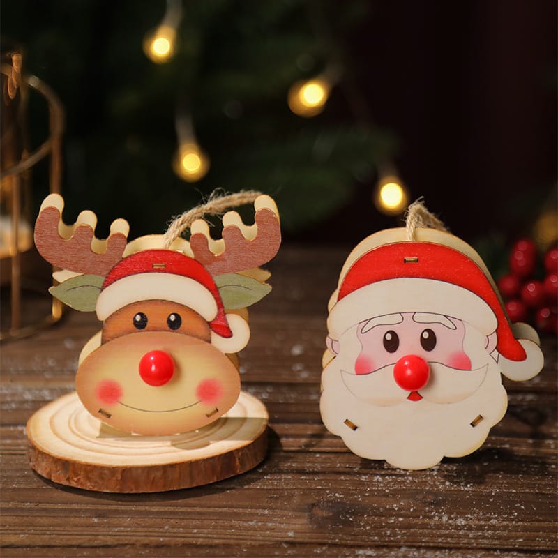Christmas Decor Light-Up Wooden Christmas Reindeer, Santa & Snowman Decorations