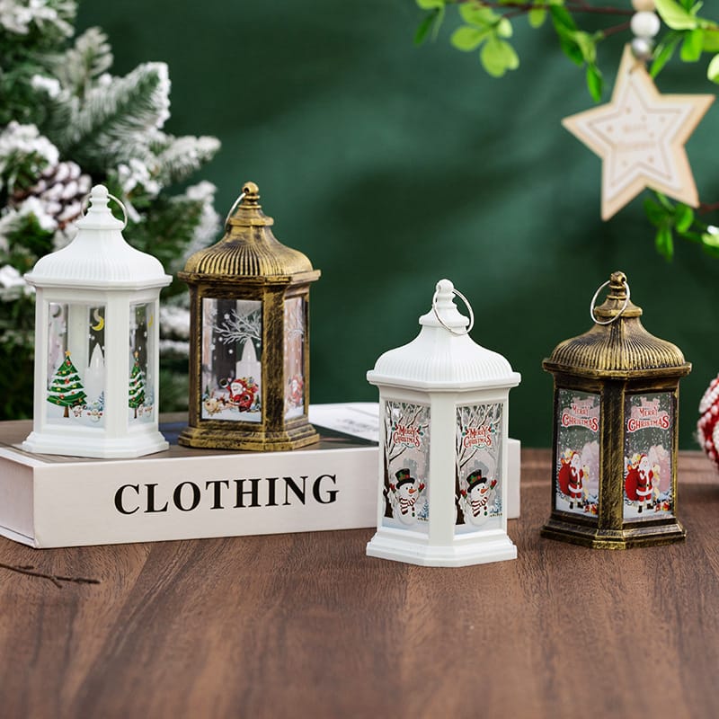 Christmas Decor Vintage LED Christmas Lantern Tabletop Decoration