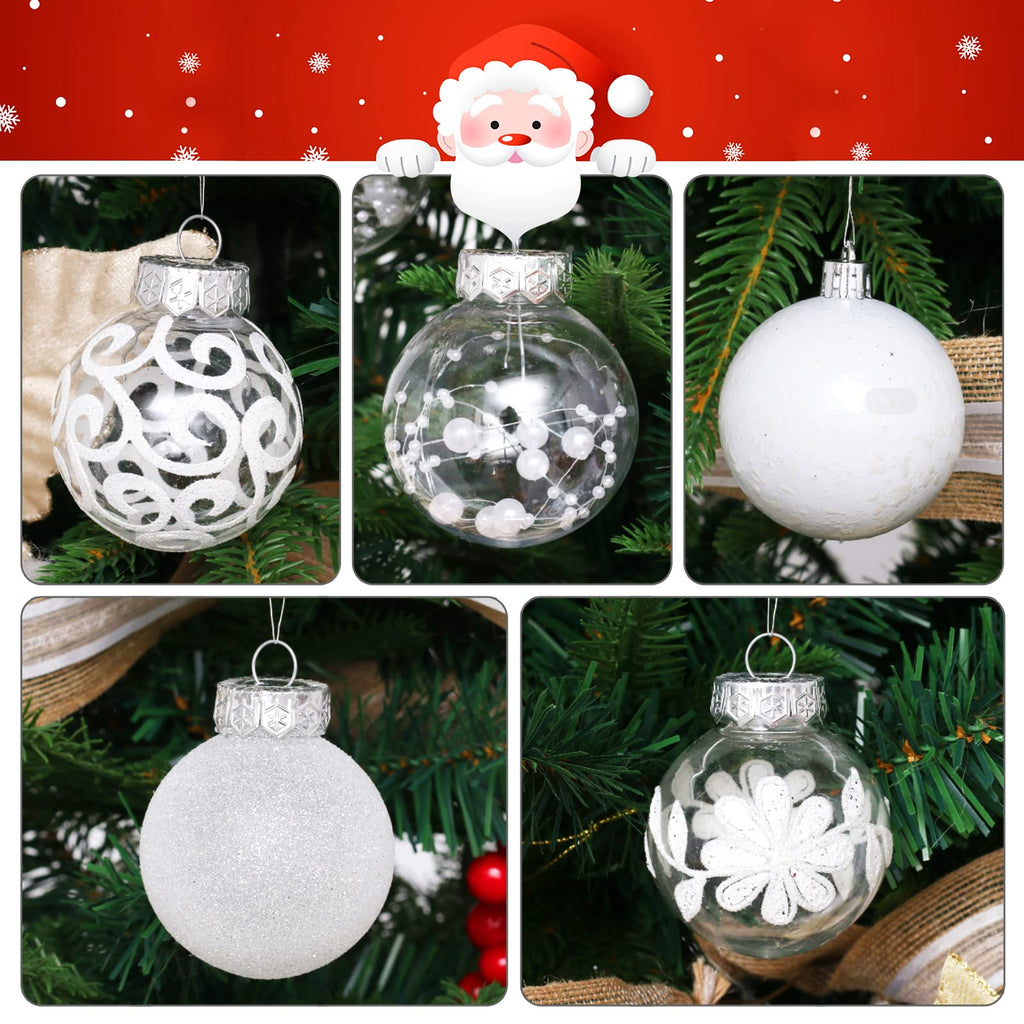 SUPREME XMAS Clear Christmas Ornaments 60mm 30ct Shatterproof White