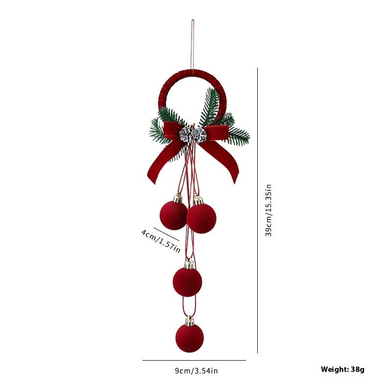 Christmas Decor Velvet Red Christmas Bell & Bow Hanging Decorations
