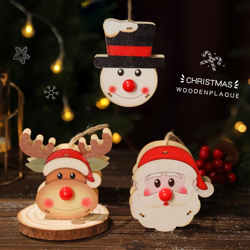 Christmas Decor Light-Up Wooden Christmas Reindeer, Santa & Snowman Decorations