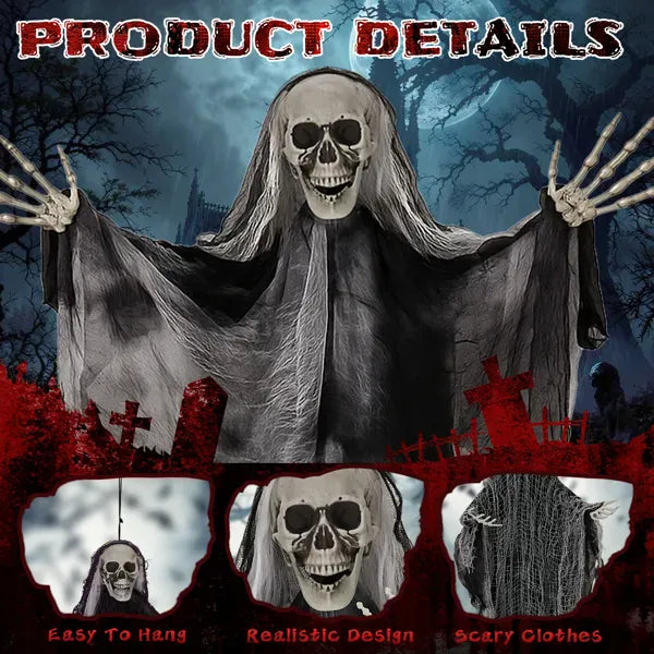 Halloween Decor Haunting Grim Reaper Trio | 3-Pack Hanging Halloween Skeleton Decorations