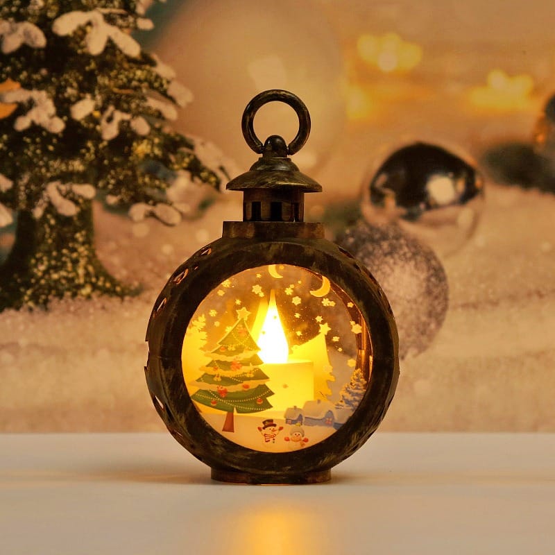 Christmas Decor Vintage LED Christmas Lantern Tabletop Decoration