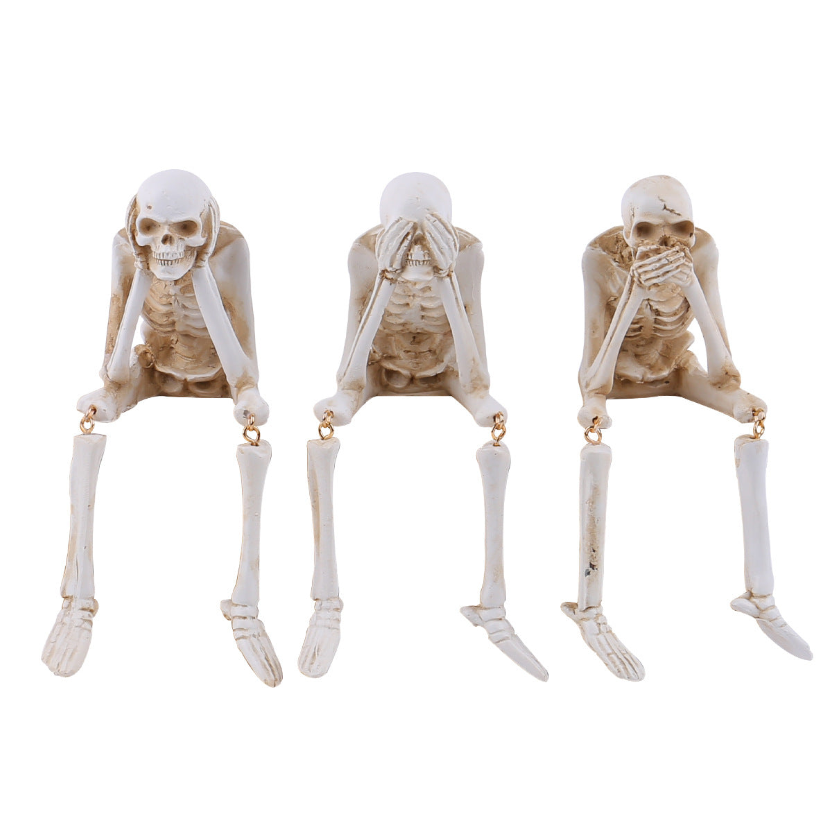 Halloween Skeleton Resin Ornaments, Ghost Festival Atmosphere, No Listening, No Watching, No Speaking Skeleton Skeleton Craft Decorations