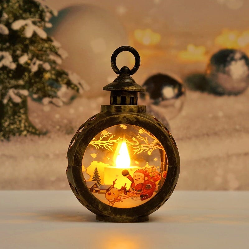Christmas Decor Vintage LED Christmas Lantern Tabletop Decoration