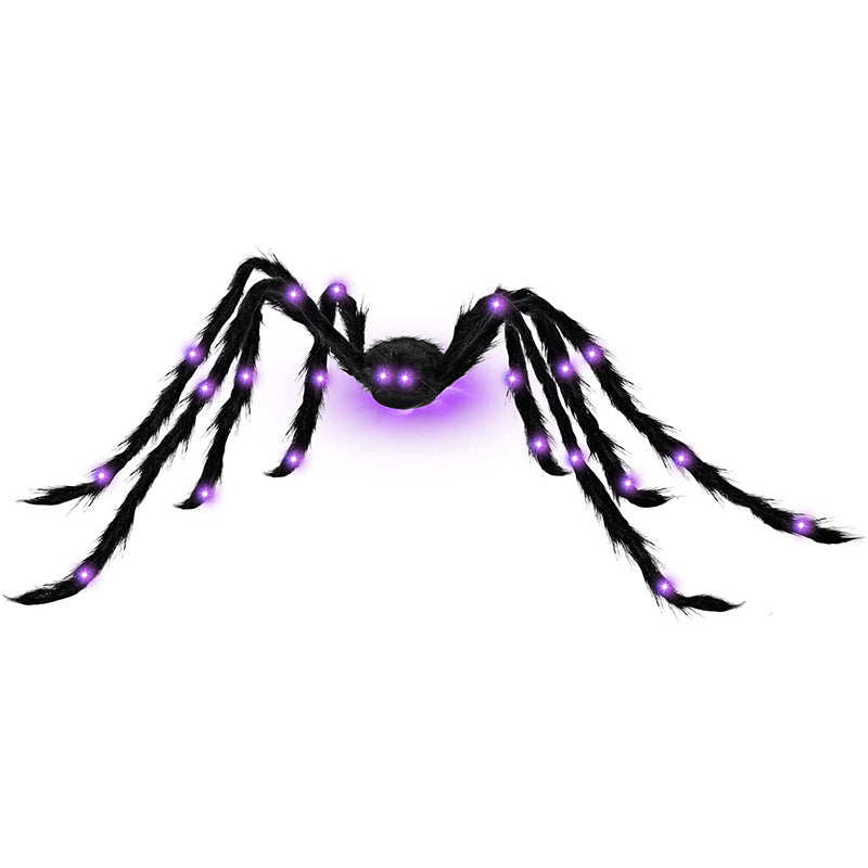 Halloween Decorations Purple Led Luminous Spider 125cm Giant Scary Hairy Spider for Home Party Yard Lawn Decoration
