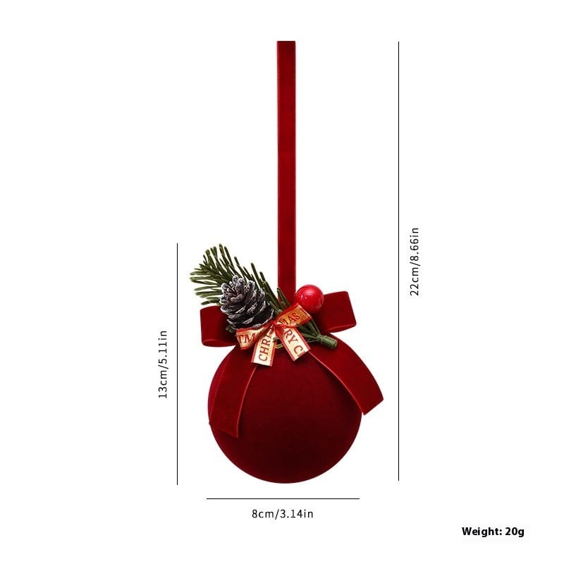 Christmas Decor Velvet Red Christmas Bell & Bow Hanging Decorations