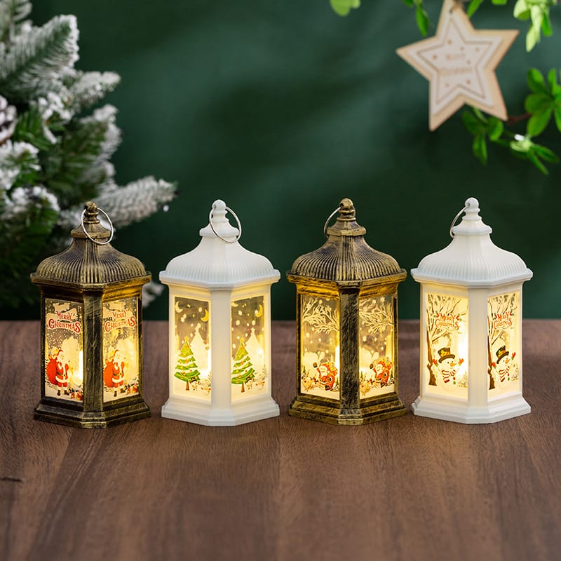 Christmas Decor Vintage LED Christmas Lantern Tabletop Decoration