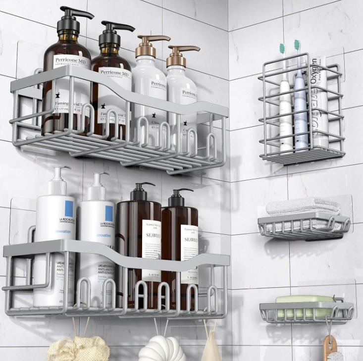 5-Tier Wall-Mounted Bathroom Storage Rack