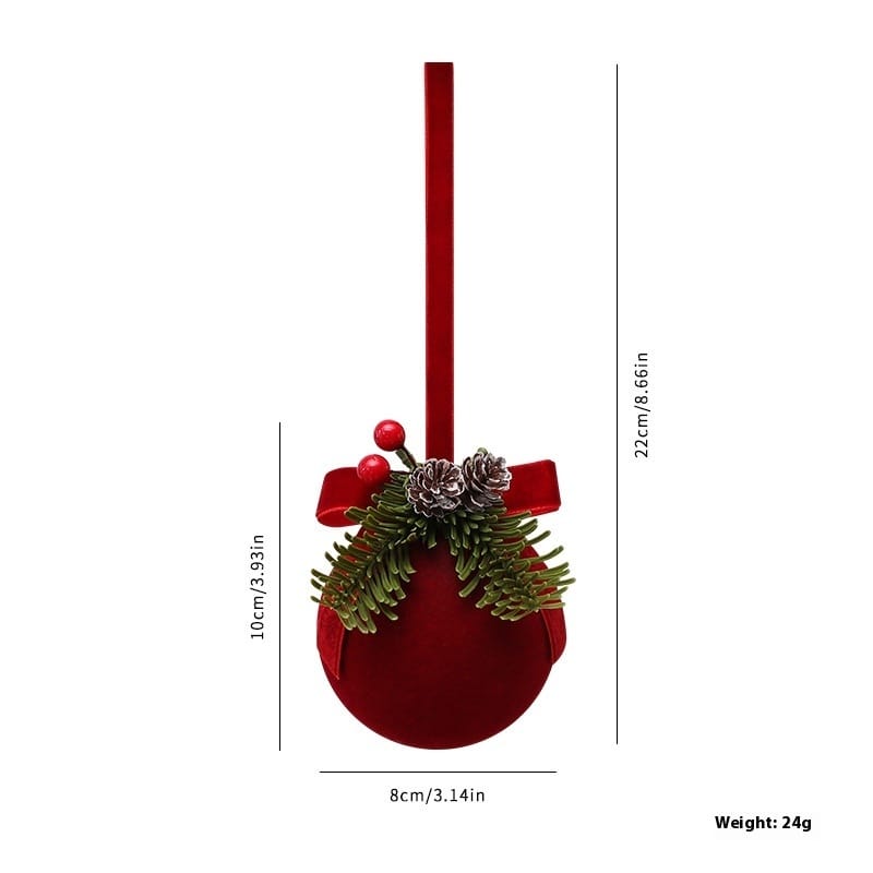 Christmas Decor Velvet Red Christmas Bell & Bow Hanging Decorations