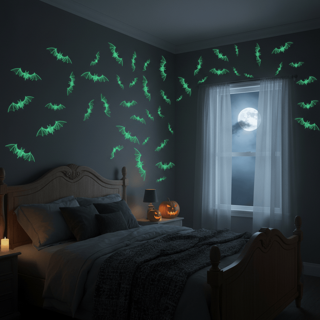 Halloween Decor Glow-in-the-Dark 3D Bat Wall Stickers – Halloween Party Decor (10-Pack)