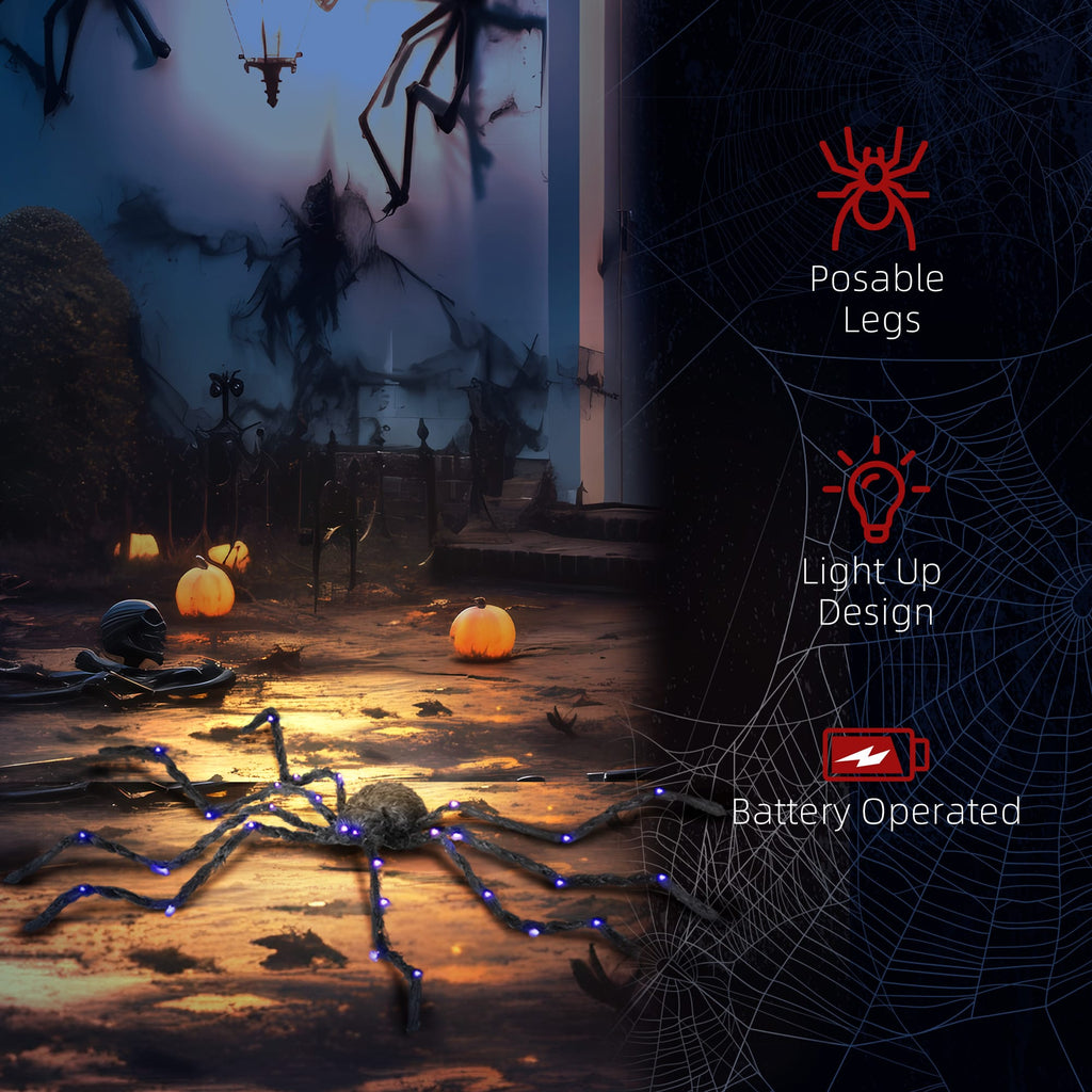 Halloween Decor Light-Up Halloween Spider with Bendable Legs