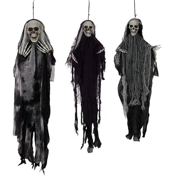 Halloween Decor Haunting Grim Reaper Trio | 3-Pack Hanging Halloween Skeleton Decorations