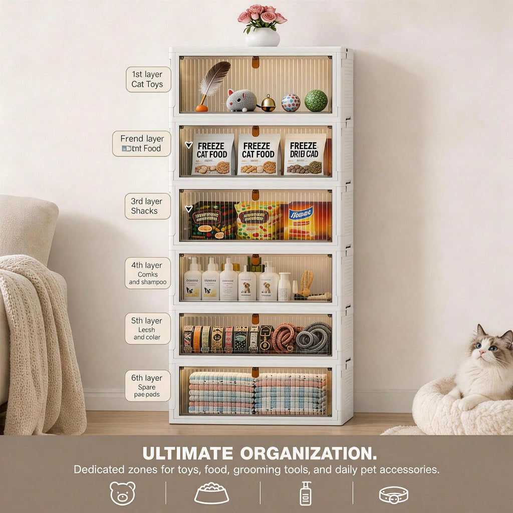 Home Organization Foldable Pet Supply Storage Organizer with Wheels