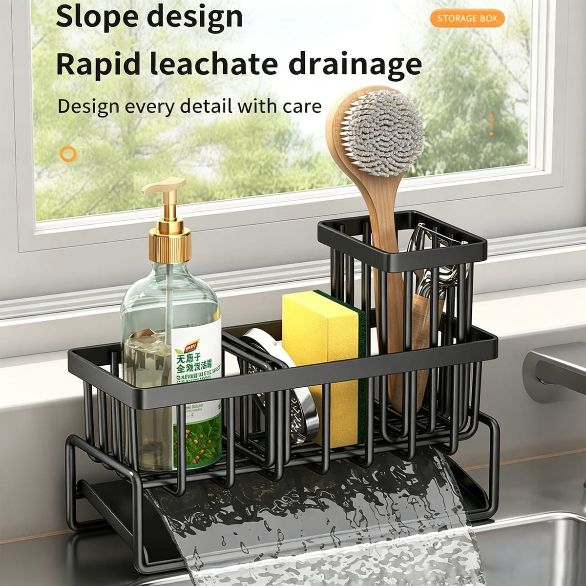 Home Organization Kitchen Sink Caddy Organizer with Drainage Spout