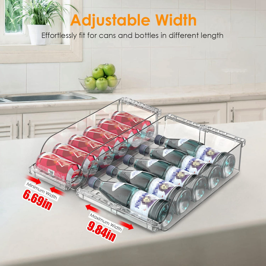 Home Organization 4-Pack Adjustable Beverage Organizer for Refrigerator – Clear Soda Can Storage Racks