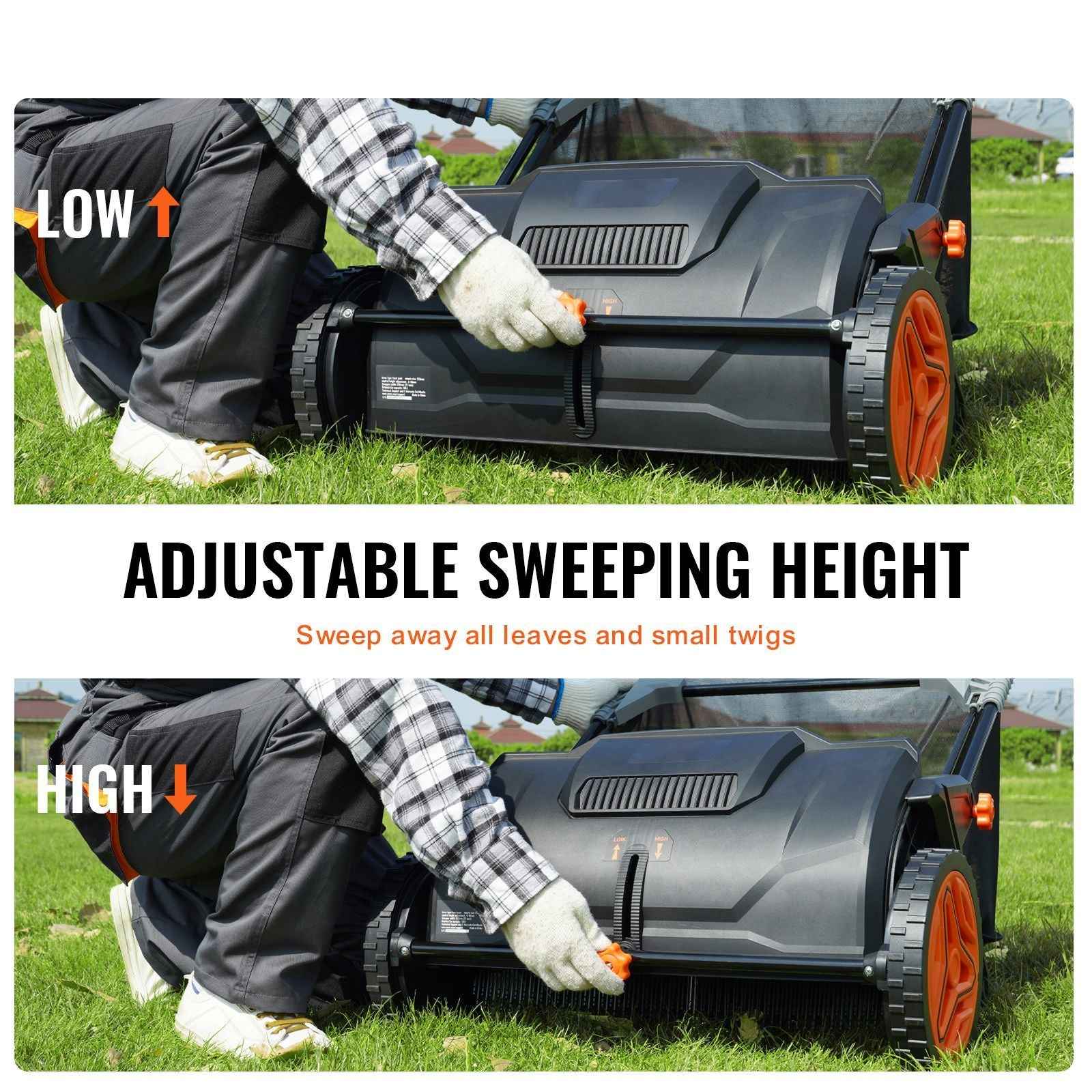 Heavy Duty 21" Push Lawn Sweeper for Leaves & Grass