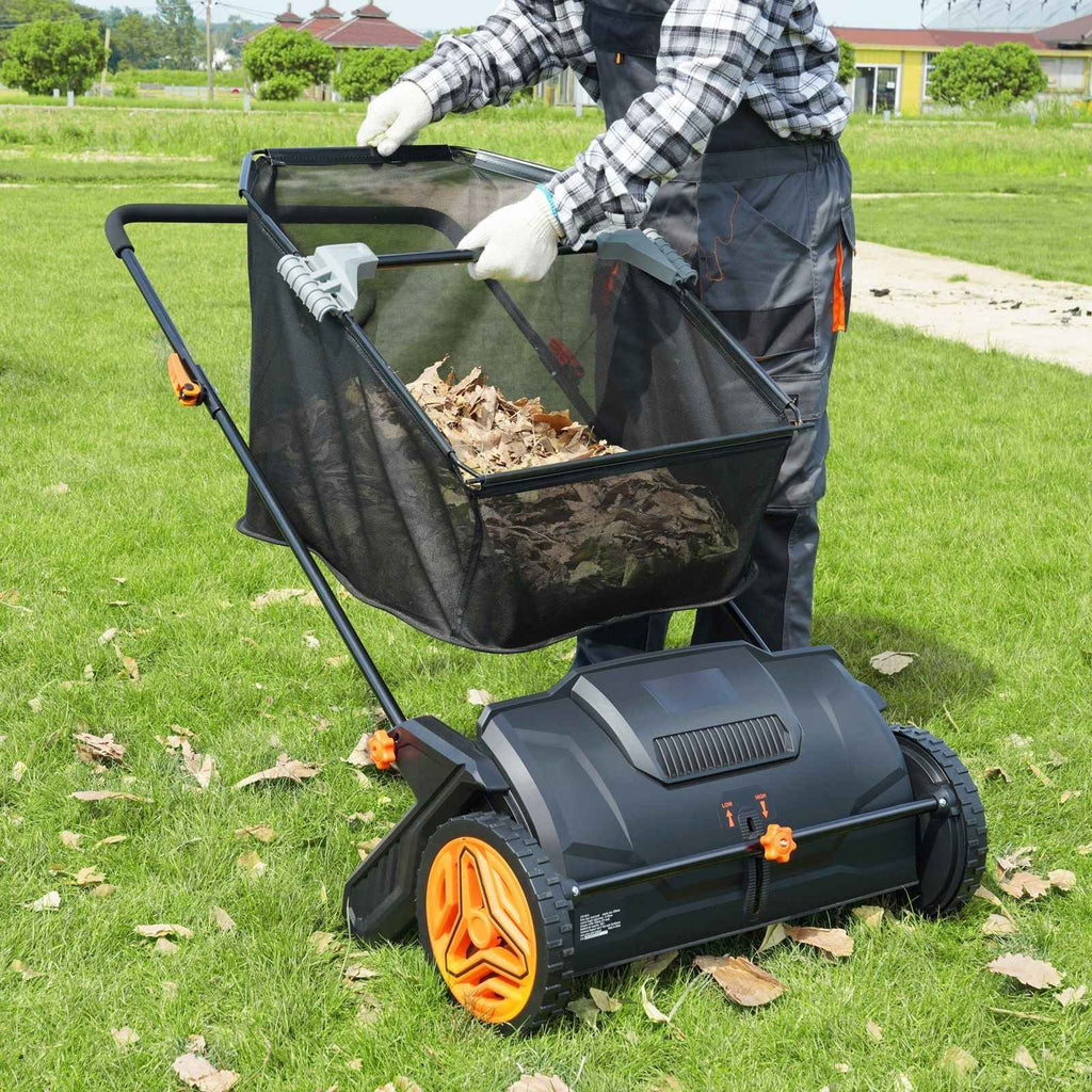 Heavy Duty 21" Push Lawn Sweeper for Leaves & Grass