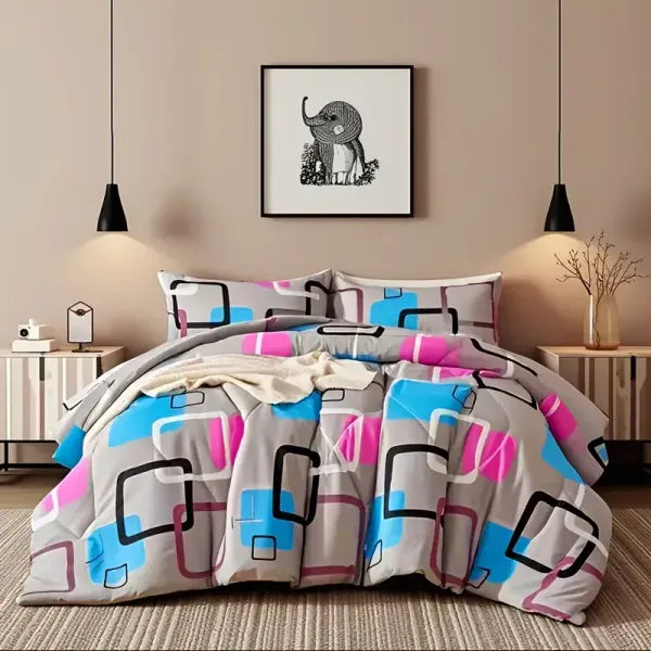 Bedding King 3-Piece Floral Comforter Set with 2 Pillowcases