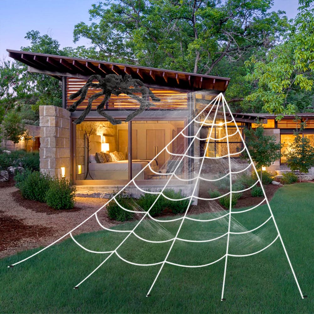 Halloween Decor Giant Realistic Spider Web Halloween Decoration – Indoor & Outdoor