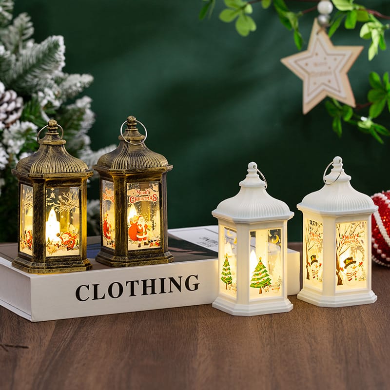 Christmas Decor Vintage LED Christmas Lantern Tabletop Decoration