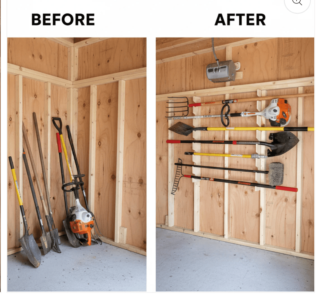 Shed Organization Garden Tool Organizer Rack - Stud Mounted