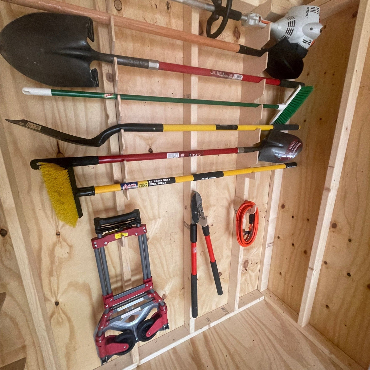 Shed Organization Garden Tool Organizer Rack - Stud Mounted